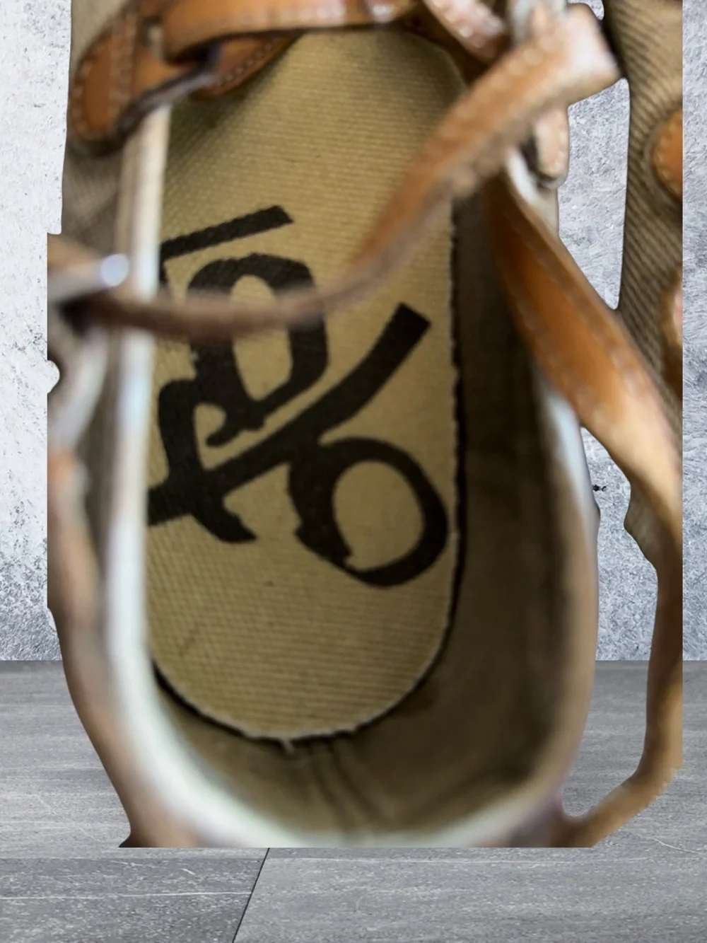 OTBT Women’s Beige Canvas Mary Jane Sneakers with Tan Leather Trim - Picture 4 of 7